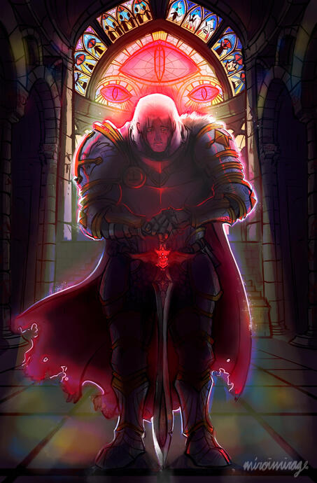 Fullbody, coloured, complex character with background