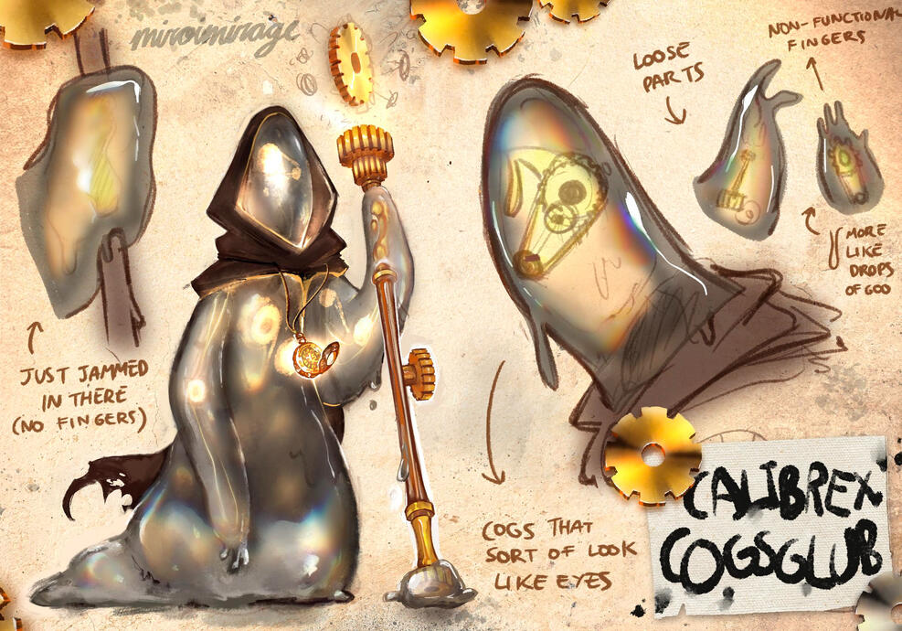 Character sheet - Fullbody, coloured character with extras